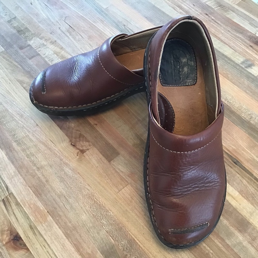 Born Crown Clog 8 /39 Pebbled Brown Leather Shoe Horse Pony Comfort Slip On.